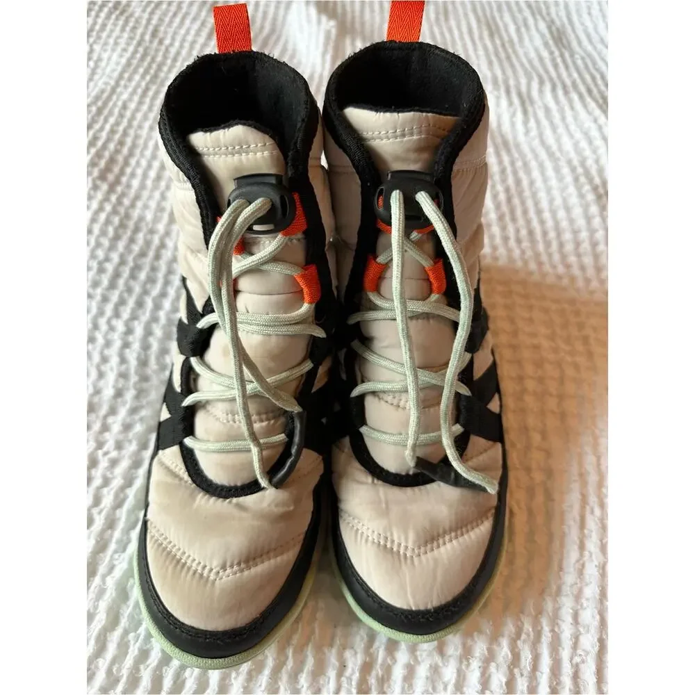 Sorel Whitney II Short Lace Waterproof Winter Boots Girls US 3 EU 34 Cream Black